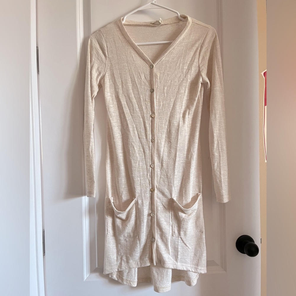MIA JOY Girls Riley Cardigan Lightweight Knit Sweater in Cream